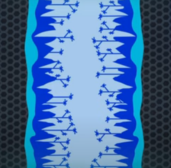 a drawing of diamon-fustion part two filling the bumps and making the surface of the glass smooth and flat