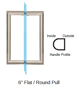 6" square handle with a flat outer face and a curved inner face