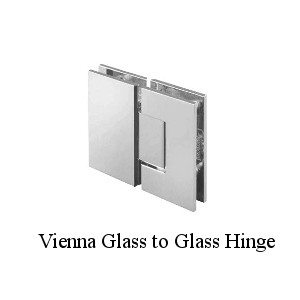 a hinge that attaches from a glass panel to the door