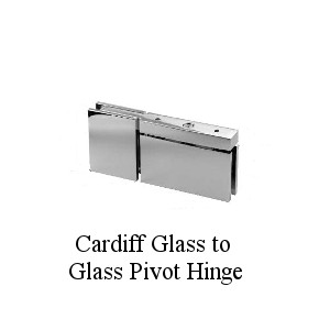 a pivot hinge that attaches the top corner of a door to an inline glass panel